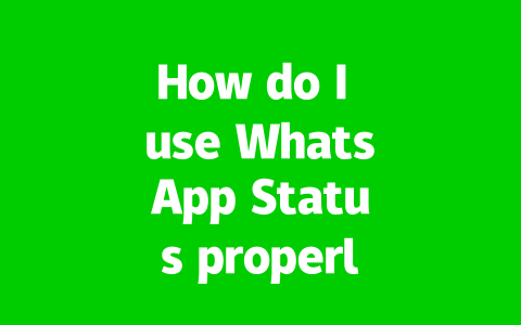 How do I use WhatsApp Status properly?